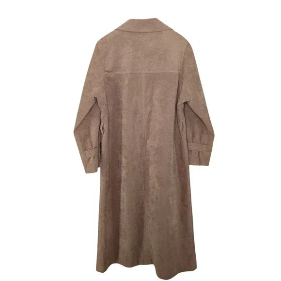 Vintage Count Romi Ultrasuede Camel Duster Coat Women's 14 Faux Suede‎ Long - Picture 2 of 8